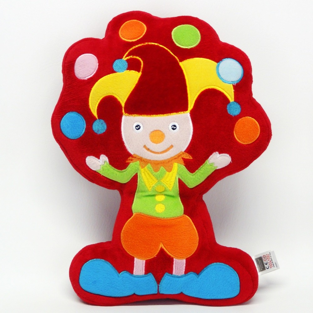 Kirkton House Clown Cushion Throw Pillow 15 Inch Jester Colorful Nursery Decor